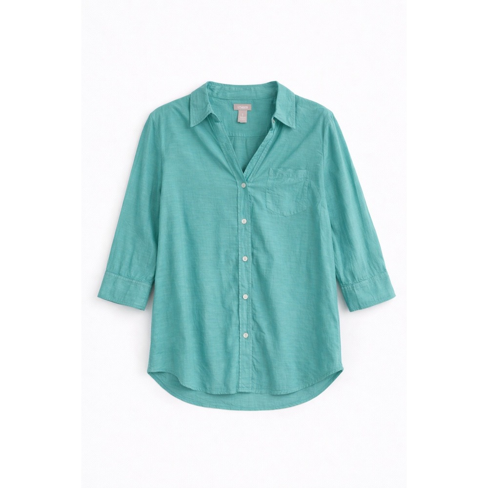 Chicos Button Down Shirt 1 (Medium) Lightweight C… - image 1